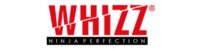 Logo WHIZZ z hasłem NinjaPereccion na czarnym pasku