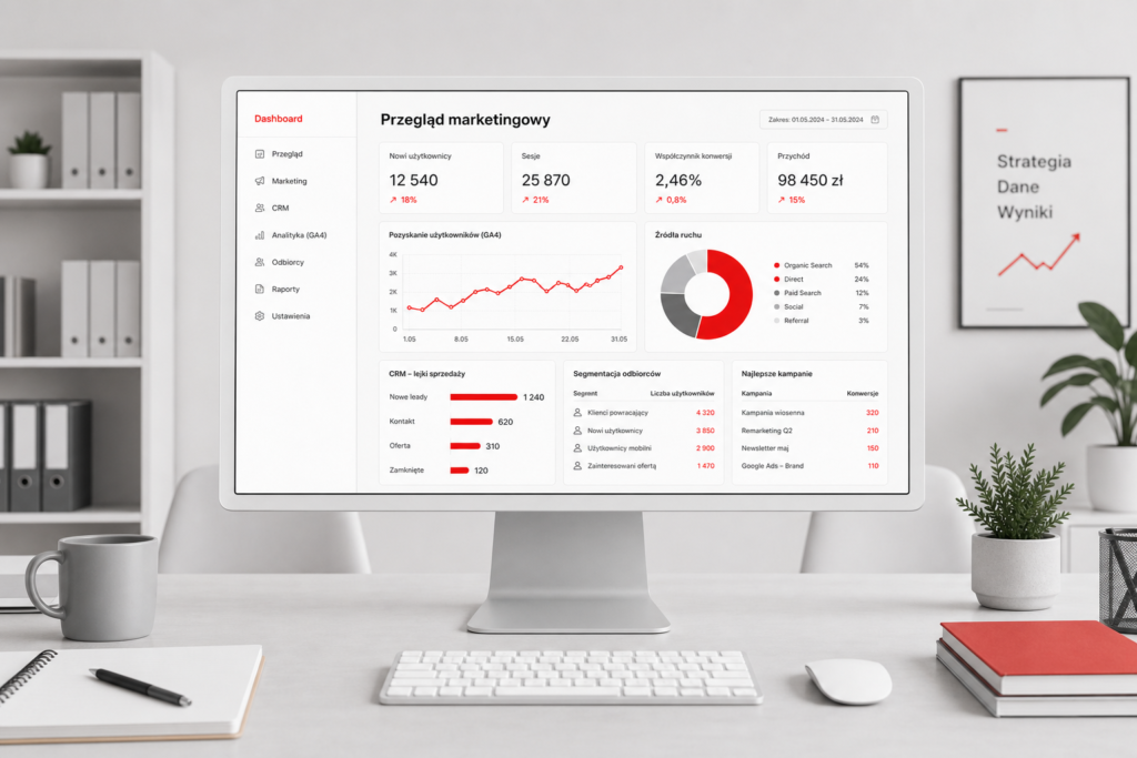 Uporządkowane dane marketingowe w CRM i dashboardzie analitycznym