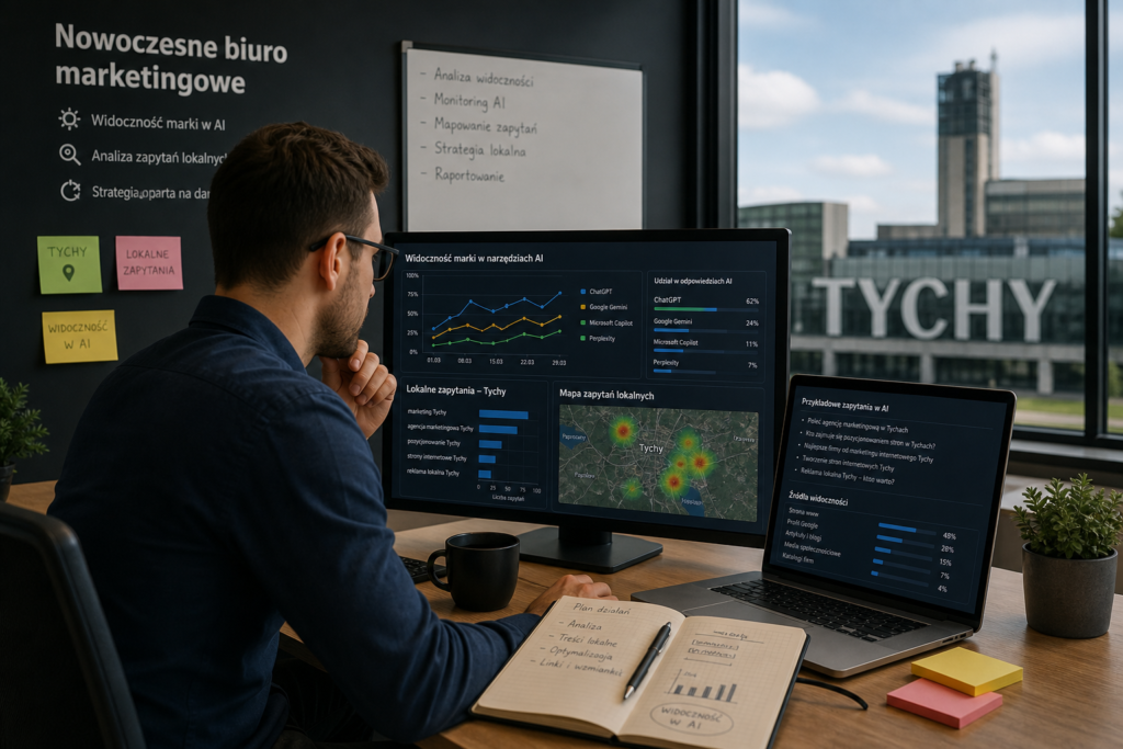 Specjalista analizujący widoczność firmy w AI i GEO dla lokalnego biznesu w Tychach