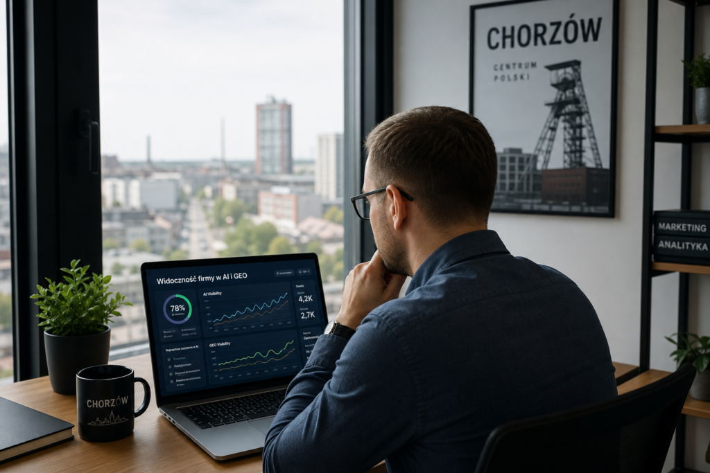 Specjalista analizujący widoczność w AI i GEO dla lokalnej firmy w Chorzowie