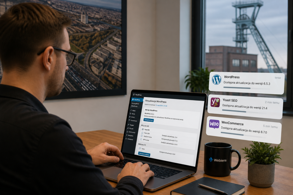 Specjalista monitorujący i aktualizujący stronę WordPress dla firmy z regionu Śląska